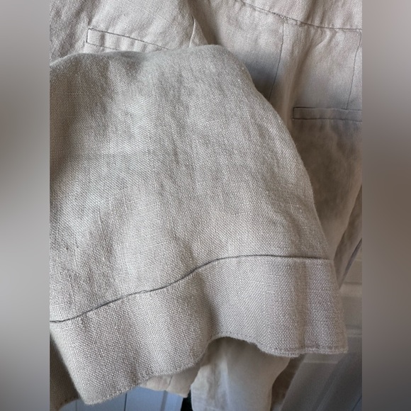 Linen light tan pants either cuffed bottom hem - Picture 5 of 7